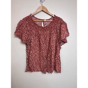 Old Navy Mini Floral Flutter Sleeve Boho Top Plus Size 3X  Peasant Prairie